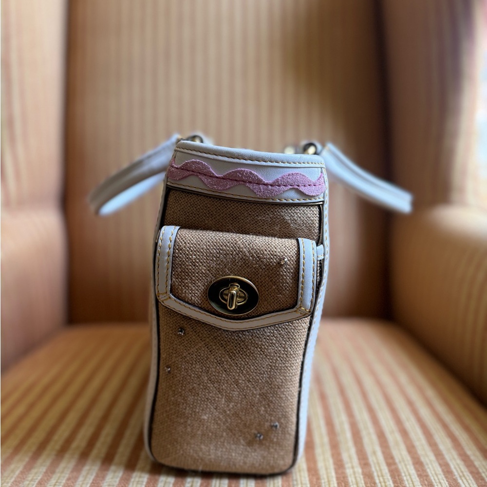 Coach Tan and White Satchel with Leaf and Butterfly Design - Picture 4 of 7